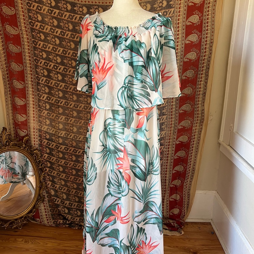 Tropical Floral Maxi Dress beach cruise